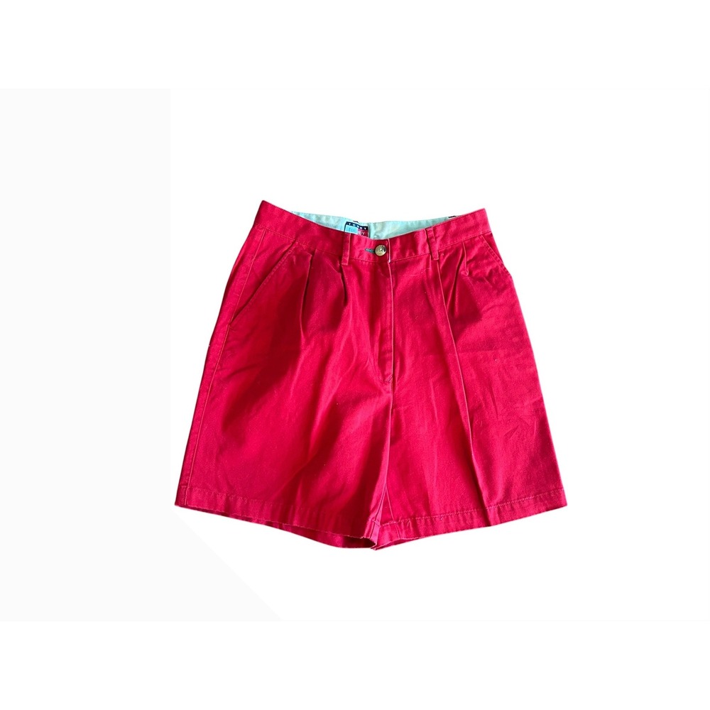 Tommy Hilfiger Red Chino Shorts VTG 10 Pleated Cotton Twill Preppy Casual